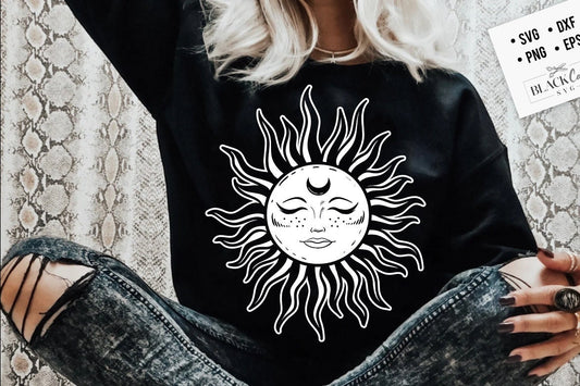 Sun and moon SVG, Sun svg, Magic illustration svg, Witchcraft svg, Boho svg, Boho illustration svg, Magic Illustration svg, Witchy vibes svg