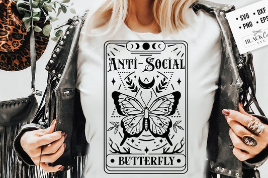 Anti-social Butterfly SVG, Antisocial SVG, Antisocial butterfly svg, Tarot butterfly svg, Sarcastic SVG, Introvert svg, anti-social Svg