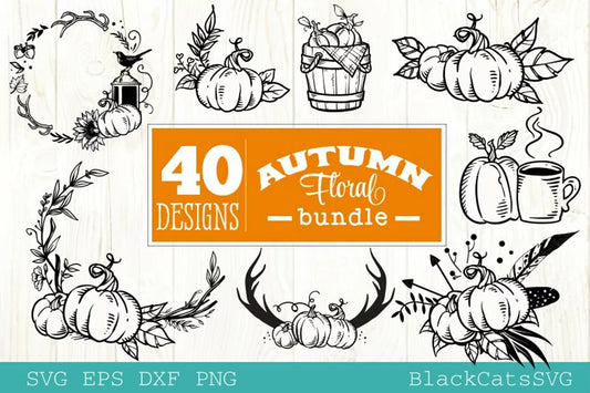 Autumn floral frames svg, Autumn pumpkin bundle svg, Autumn frames bundle svg, Pumpkin frames svg