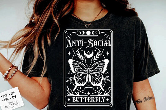 Anti-social Butterfly SVG, Antisocial SVG, Antisocial butterfly svg, Tarot butterfly svg, Sarcastic SVG, Introvert svg, anti-social Svg