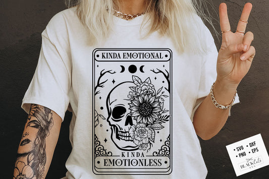 Kinda Emotional Kinda Emotionless SVG, Tarot flower skull svg, Flower Skull Svg, Dead Inside SVG, Motivational Svg, Skeleton Design