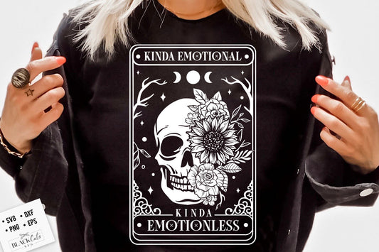 Kinda Emotional Kinda Emotionless SVG, Tarot flower skull svg, Flower Skull Svg, Dead Inside SVG, Motivational Svg, Skeleton Design