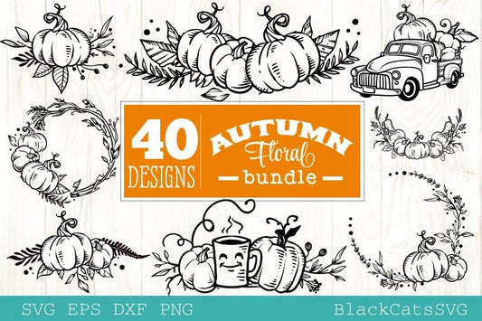 Autumn floral frames svg, Autumn pumpkin bundle svg, Autumn frames bundle svg, Pumpkin frames svg