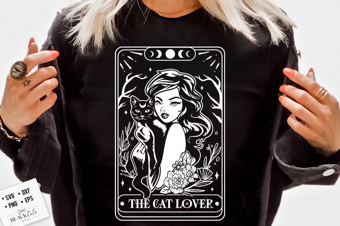 The cat lover tarot SVG, Cat lover svg, Cat tarot svg, Tarot card svg, cat tarot card svg, Black cat tarot svg