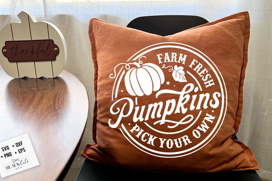 Farm fresh pumpkins svg, Round label fall svg, Farmhouse autumn svg, farmhouse fall svg, rustic autumn sign svg, Rustic pumpkin sign svg