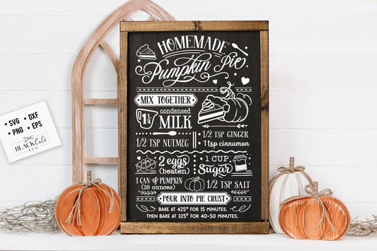 Pumpkin pie recipe svg, Homemade pumpkin pie svg, Fall recipe svg, Autumn recipes svg, Pumpkin pie svg
