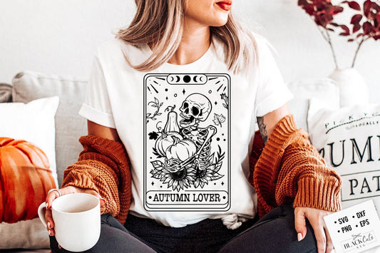 Autumn lover svg, Tis the season SVG, Funny skeleton svg, Pumpkin skull tarot svg, Autumn tarot card svg, Skeleton svg, Funny karma svg