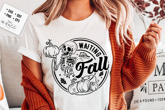 Waiting for fall SVG, Just waiting for fall SVG, Pumpkin spice svg, Autumn skull svg, Peace sign skeleton svg, Fall svg