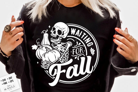 Waiting for fall SVG, Just waiting for fall SVG, Pumpkin spice svg, Autumn skull svg, Peace sign skeleton svg, Pumpkins skull svg