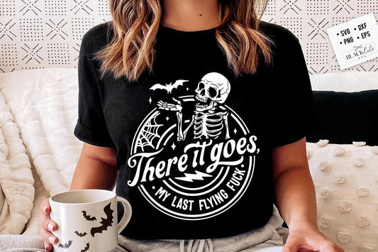 There it goes my last flying f*ck SVG, there it goes svg, my last flying f*ck SVG, Halloween skull svg, Halloween skeleton svg, Flying bat