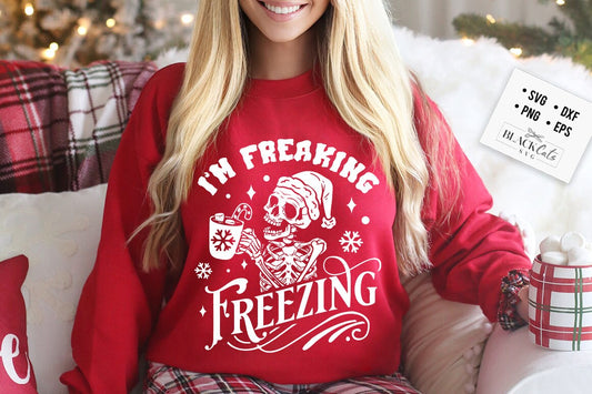 I'm freaking freezing svg, Freezing Season svg, Freezing svg, Skeleton Christmas Svg, Skull Santa Claus, Christmas Svg, Funny Christmas svg