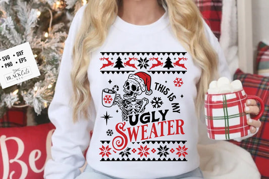 This is my ugly sweater svg, Skeleton Christmas Svg, Skeleton ugly sweater svg, Skull Santa Claus, Christmas Svg, Funny Christmas svg