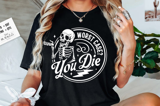 Worst case you die SVG, Peace sign skeleton svg, Funny karma svg, Snarky svg, Funny skeleton svg