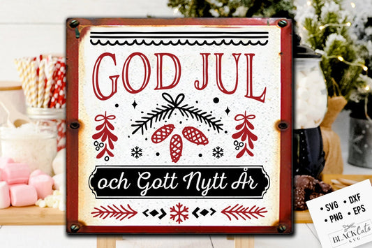God Jul svg, Scandinavian Christmas svg, God Jul rustic sign svg, God Jul Christmas svg, Norwegian Christmas svg, Folk sign Swedish svg