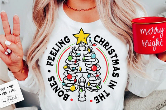 Feeling Christmas in the bones svg, Christmas rib cage svg, Skeleton Christmas Svg, Skull Christmas, Christmas Svg, Funny Christmas svg