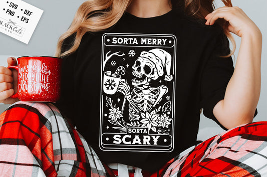 Sorta merry sorta scarry svg, Sorta merry svg, Scary Christmas svg, Tarot Christmas skull svg, Skeleton Christmas Svg, Spooky Christmas