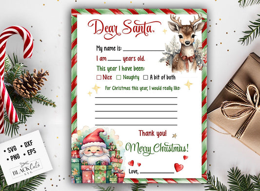 Letter to Santa PRINTABLE, Santa Letter,  Kids Letter to Santa, Easy To Print Letter To Santa , Christmas, Printable, Letter Santa Claus