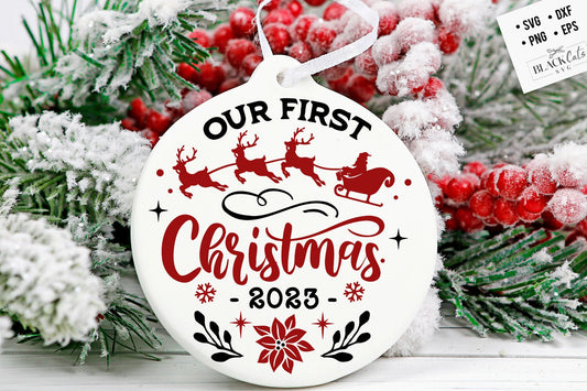 Our First Christmas 2023 svg, First Christmas ornament svg, Our first Christmas svg, First Christmas round ornament svg, Together svg