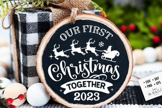 Our First Christmas 2023 svg, First Christmas ornament svg, Our first Christmas svg, First Christmas round ornament svg, Christmas Together