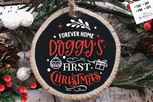 Our First Christmas 2023 svg, Dog's first Christmas svg, First Christmas ornament svg, Our first Christmas, Dog round ornament svg