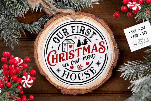 Our First Christmas 2023 svg, First Christmas House svg, New house svg, Our first Christmas svg, First Christmas round ornament svg