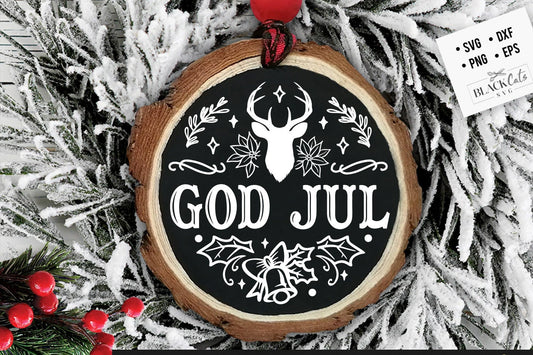 God Jul svg, Scandinavian Christmas svg, God Jul round ornament svg, God Jul Christmas svg, Norwegian Christmas svg, God Jul