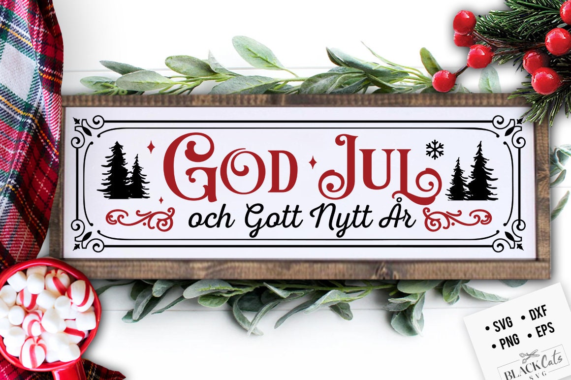 God Jul long sign svg, Scandinavian Christmas svg, God Jul Christmas s ...
