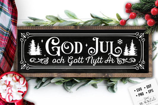 God Jul long sign svg, Scandinavian Christmas svg, God Jul Christmas svg, Och gott nytt år svg, Norwegian Christmas svg