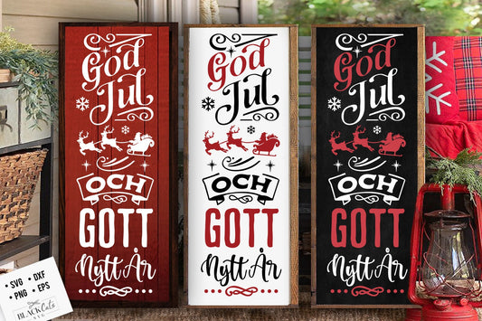 God Jul svg, God jul porch sign svg, Scandinavian Christmas svg, God Jul Santa Poster svg, Norwegian Christmas svg, Swedish Christmas svg