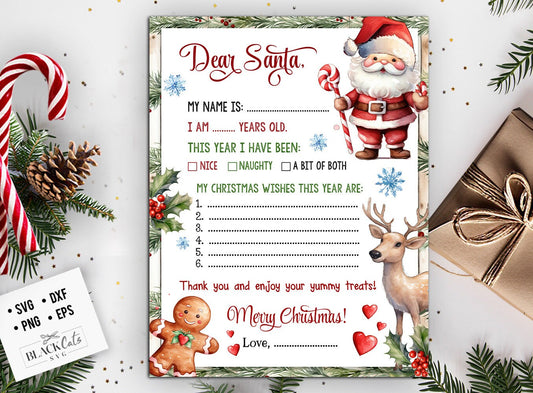 Letter to Santa PRINTABLE, Santa Letter,  Kids Letter to Santa, Easy To Print Letter To Santa , Christmas Printable, Letter to Santa Claus