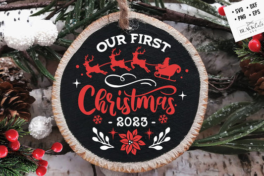Our First Christmas 2023 svg, First Christmas ornament svg, Our first Christmas svg, First Christmas round ornament svg, Together svg