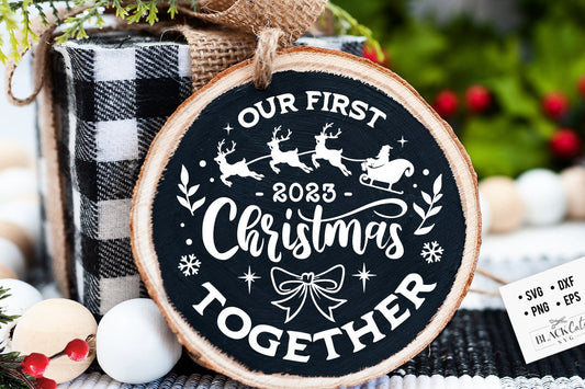 Our First Christmas 2023 svg, First Christmas ornament svg, Our first Christmas, First Christmas round ornament svg, Christmas Together