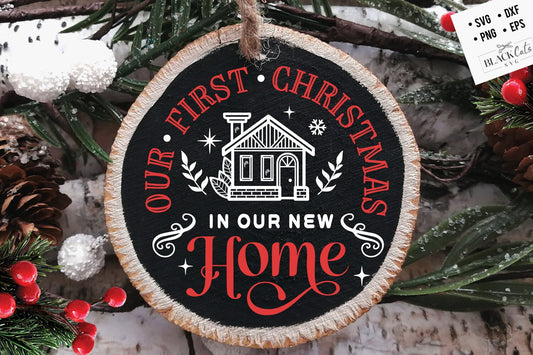 Our First Christmas 2023 svg, New home svg, First Christmas ornament svg, Our first Christmas svg, First Christmas round ornament svg