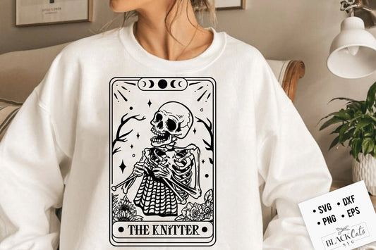 The knitter tarot card SVG, Skeleton knitting svg, The knitter svg,  Knit svg, Knitting svg, Crochet svg