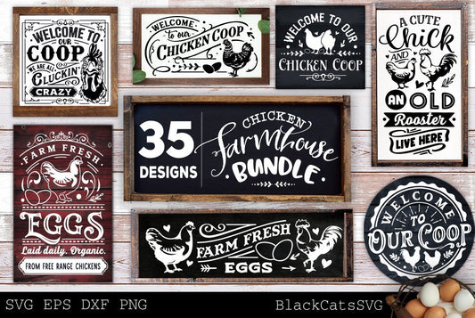 Chicken farmhouse svg bundle, Funny Chicken bundle svg, Farmhouse Chicken svg, Welcome to coop svg, Farm fresh eggs svg, Coop rustic sign