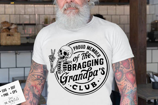 Proud member of the bragging grandpa's club svg, Bragging grandpa svg, Funny grandpa svg, Old grandpa svg, Skull funny grandpa svg