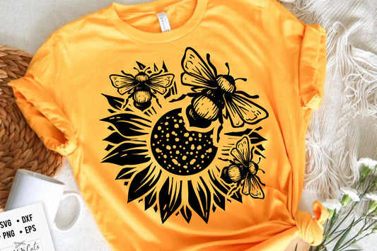Bee and sunflower svg, Three bees and sunflower svg, Bee svg, Sunflower svg, Honey bee svg, Honey svg, Bee quotes svg,