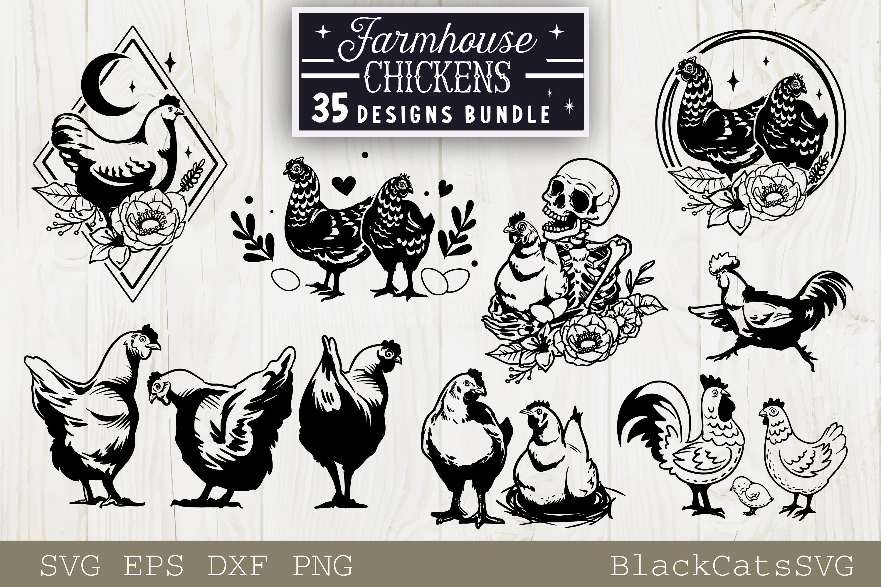 Chicken designs bundle svg, Chicken illustrations svg, Chicken clipart ...