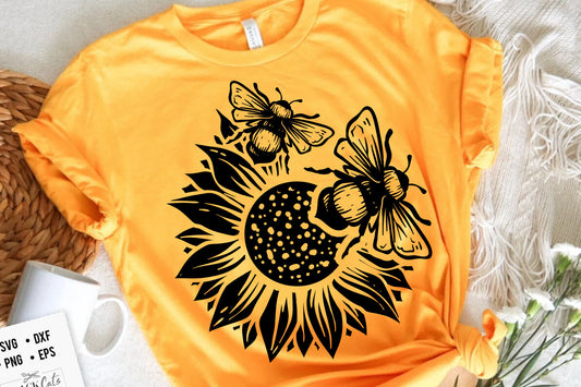 Bee and sunflower svg, Two bees and sunflower svg, Bee svg, Sunflower svg, Honey bee svg, Honey svg, Bee quotes svg