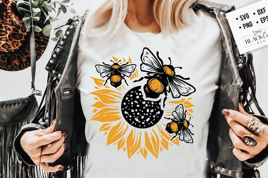 Bee and sunflower svg, Three bees and sunflower svg, Bee svg, Sunflower svg, Honey bee svg, Honey svg, Bee quotes svg,