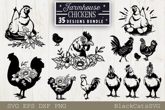 Chicken designs bundle svg, Chicken illustrations svg, Chicken cliparts svg, Chicken lover svg, Funny chicken svg
