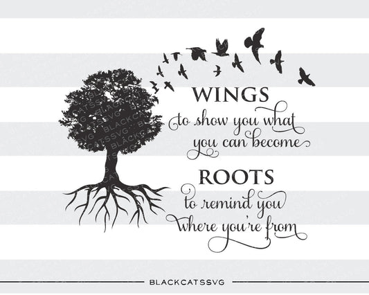 Wings and Roots family tree  -  SVG file Cutting File Clipart in Svg, Eps, Dxf, Png for Cricut & Silhouette - BlackCatsSVG