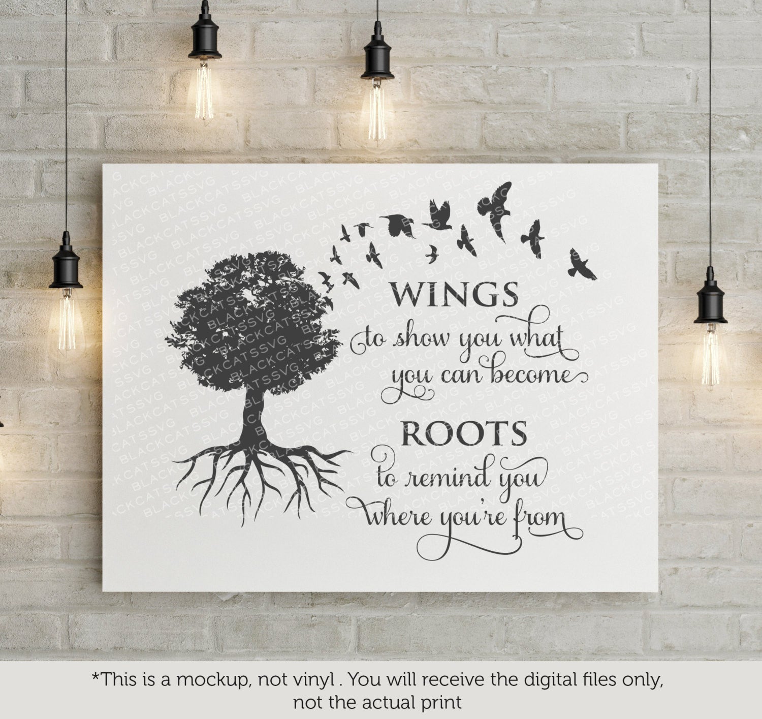 Wings and Roots family tree  -  SVG file Cutting File Clipart in Svg, Eps, Dxf, Png for Cricut & Silhouette - BlackCatsSVG