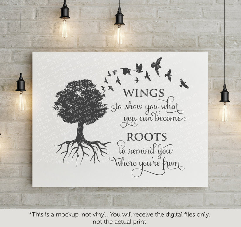 Wings and Roots family tree - SVG file Cutting File Clipart in Svg, Ep ...