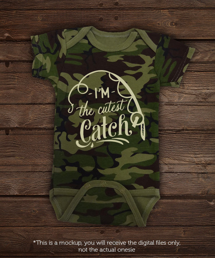 I'm the cutest catch - fishing baby -  SVG file Cutting File Clipart in Svg, Eps, Dxf, Png for Cricut & Silhouette Little fishing buddy - BlackCatsSVG