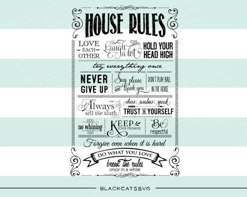 House rules -  SVG file Cutting File Clipart in Svg, Eps, Dxf, Png for Cricut & Silhouette - BlackCatsSVG