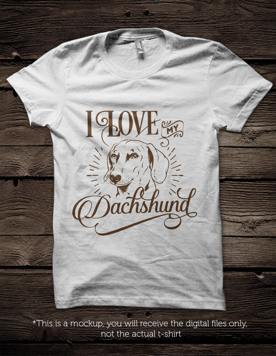 I love my Dachshund -  SVG file Cutting File Clipart in Svg, Eps, Dxf, Png for Cricut & Silhouette - BlackCatsSVG