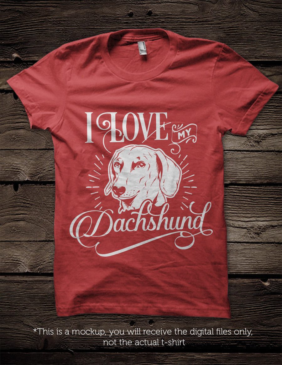 I love my Dachshund -  SVG file Cutting File Clipart in Svg, Eps, Dxf, Png for Cricut & Silhouette - BlackCatsSVG