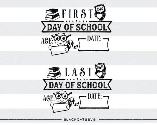First day of school sign / Last day of school sign SVG file Cutting File Clipart in Svg, Eps, Dxf, Png - owl, books caterpillar - BlackCatsSVG