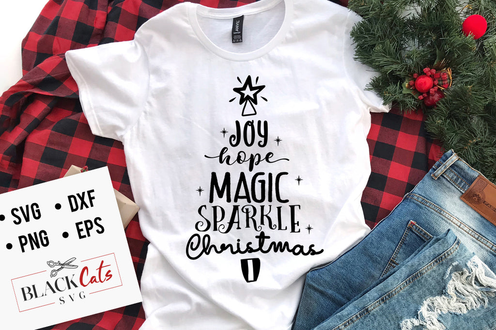 Joy Hope Magic Christmas tree SVG